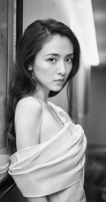 吴倩气质冷艳露半肩连衣短裙写真图片