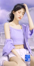 骨感美，浅粉浅粉的苗条骨感纤细线条少女户外街拍美照