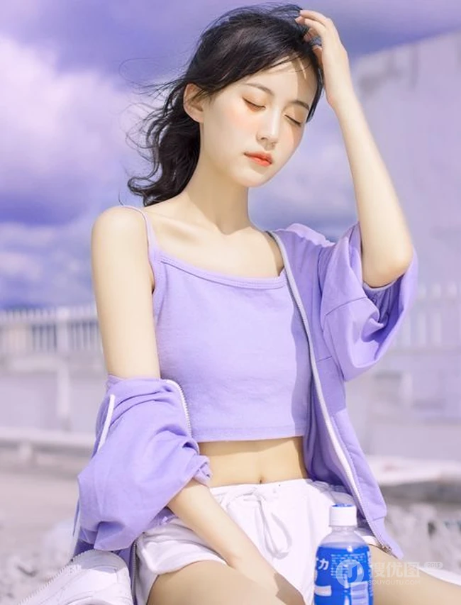 骨感美，浅粉浅粉的苗条骨感纤细线条少女户外街拍美照