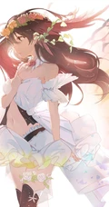 头戴花冠的二次元动漫少女超美插画图片
