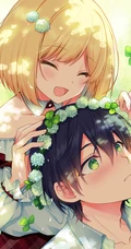 头戴花冠的二次元动漫少女超美插画图片