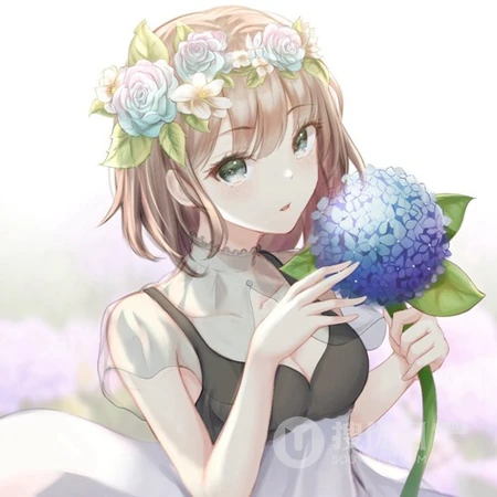 小清新，可爱的动漫女生头像，头戴花冠的二次元女生唯美头像图片