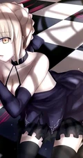 手机游戏FGO黑saber人物美图，精选二次元手绘黑saber人物插画图片