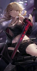 手机游戏FGO黑saber人物美图，精选二次元手绘黑saber人物插画图片