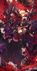 手机游戏FGO黑saber人物美图，精选二次元手绘黑saber人物插画图片