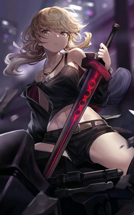 手机游戏FGO黑saber人物美图，精选二次元手绘黑saber人物插画图片