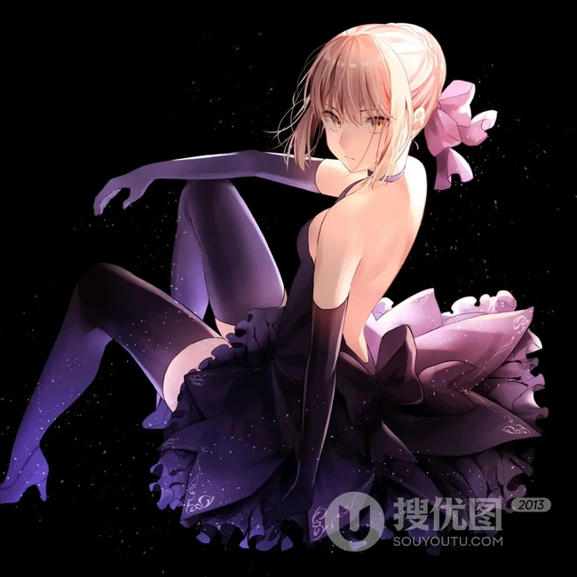 手机游戏FGO黑saber人物美图，精选二次元手绘黑saber人物插画图片