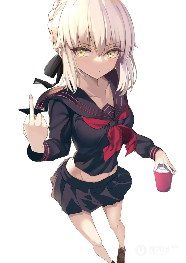 手机游戏FGO黑saber人物美图，精选二次元手绘黑saber人物插画图片