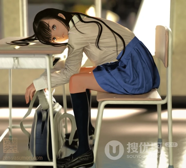 女高中生的校园生活图片，二次元动漫高中女生校园的一天美图