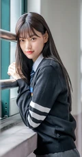 金度妍、金旻奎主演电视剧《撕漫男女》拍摄现场学生装照片