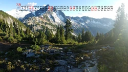 唯美的山山水水大自然景色日历壁纸，2020年七月日历桌面壁纸图片
