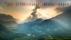 唯美的山山水水大自然景色日历壁纸，2020年七月日历桌面壁纸图片