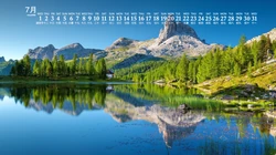 唯美的山山水水大自然景色日历壁纸，2020年七月日历桌面壁纸图片