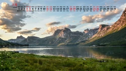 唯美的山山水水大自然景色日历壁纸，2020年七月日历桌面壁纸图片