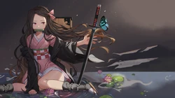 鬼灭之刃人物&ldquo;灶门祢豆子&rdquo;高质量插画壁纸图片