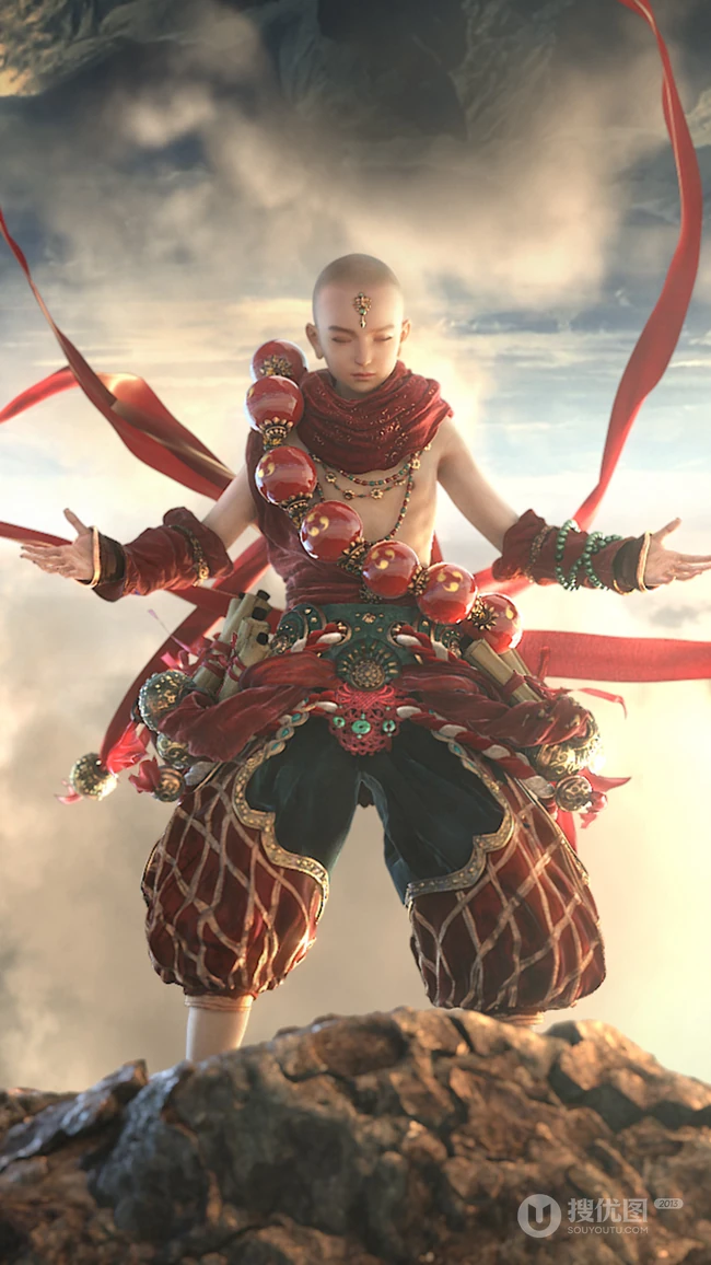 游戏《镇魔曲》职业小和尚圣修手机壁纸