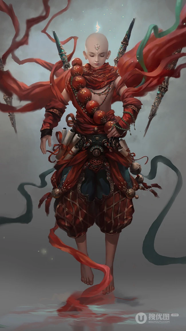 游戏《镇魔曲》职业小和尚圣修手机壁纸