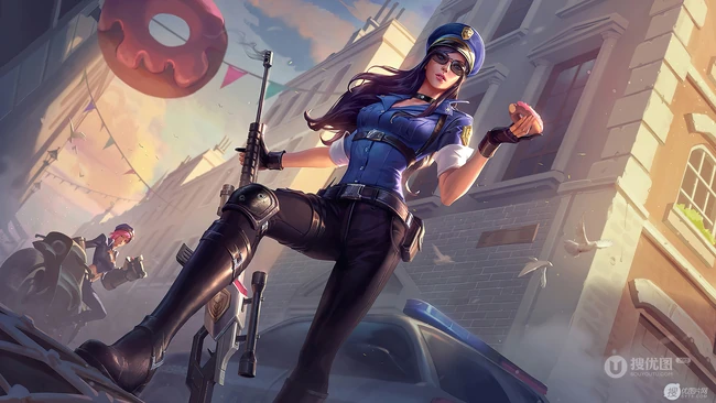 LOL皮城女警凯瑟琳，英雄联盟ADC人物凯瑟琳精选插画图集