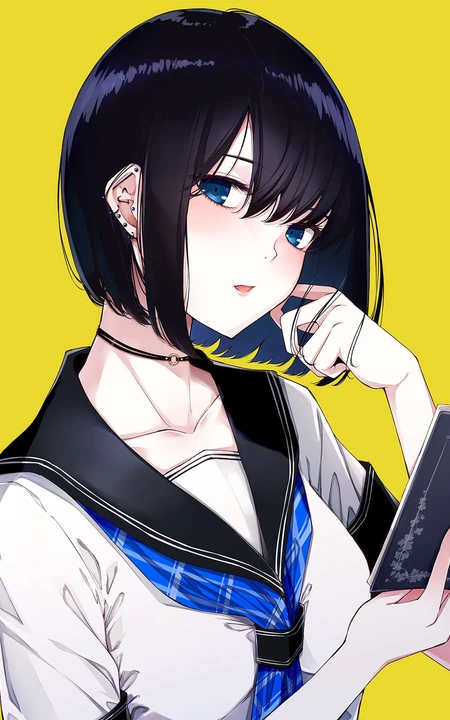 戴耳环，耳钉的美丽时尚动漫少女插画图集