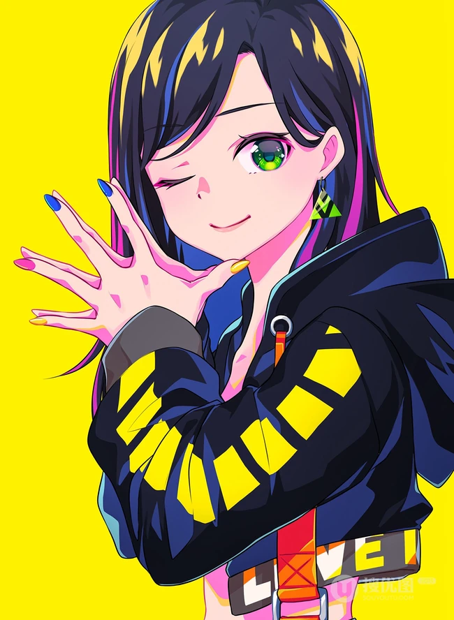 戴耳环，耳钉的美丽时尚动漫少女插画图集