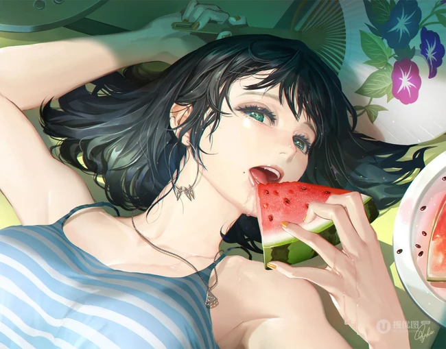 戴耳环，耳钉的美丽时尚动漫少女插画图集