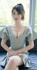 台湾女演员张馨比气质低领装写真，尽显匀称气质线条