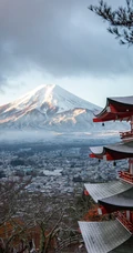 日本富士山，云上的高山等唯美山脉手机壁纸