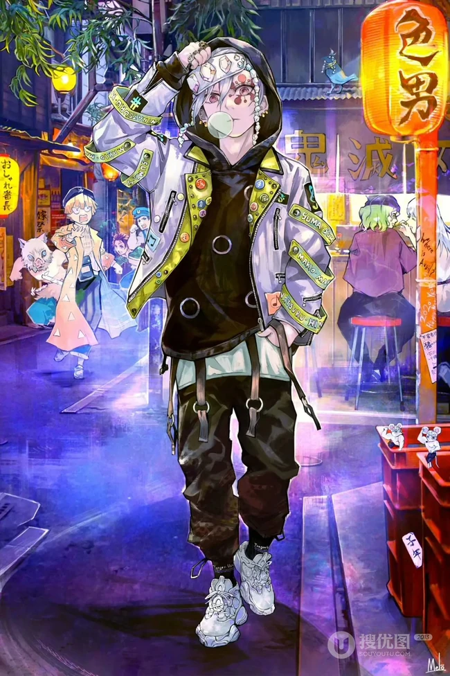 当鬼灭之刃的人物都穿上时尚，时髦的衣服来到了街上是什么样子的？