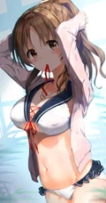 二次元动漫少女气质超短裙，以及可爱双马尾装扮感插画图片集