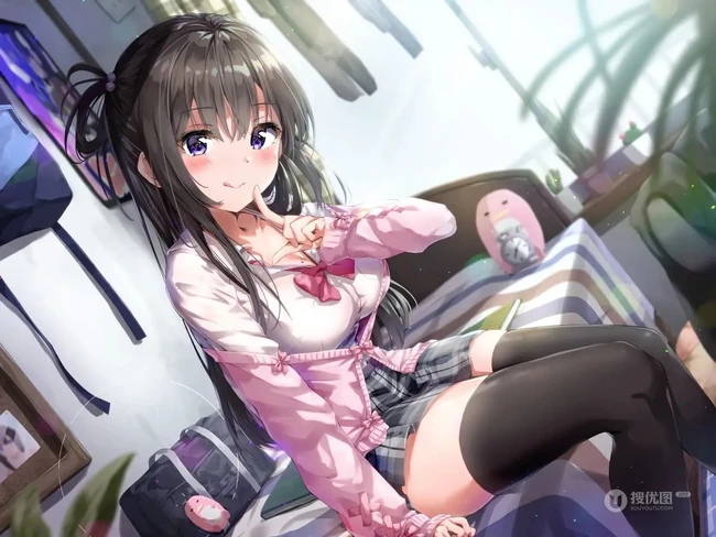 二次元动漫少女气质超短裙，以及可爱双马尾装扮感插画图片集