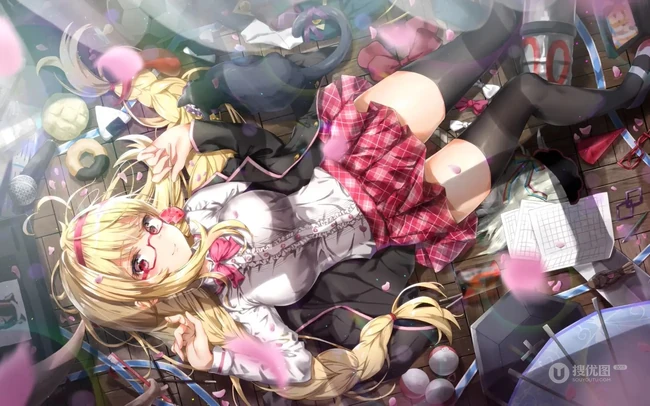 二次元动漫少女气质超短裙，以及可爱双马尾装扮感插画图片集