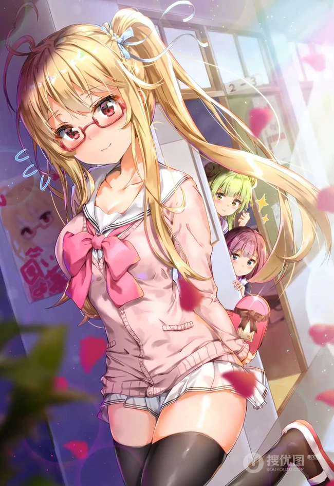 二次元动漫少女气质超短裙，以及可爱双马尾装扮感插画图片集