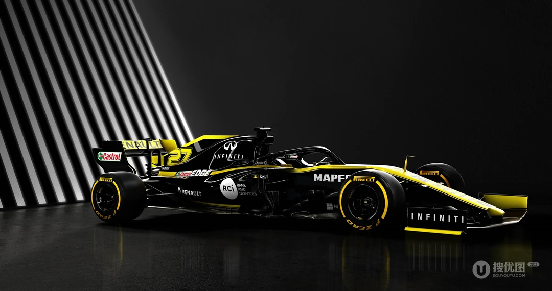 &ldquo;雷诺F1车队R.S.19&rdquo;黑黄涂装F1赛车桌面壁纸，酷不酷