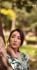 马苏清新淡雅花裙现身户外小树林唯美森系写真图集