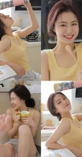 做饭时间到，双眼皮，大眼睛的漂亮软妹子休闲背心短裤厨房写真美照