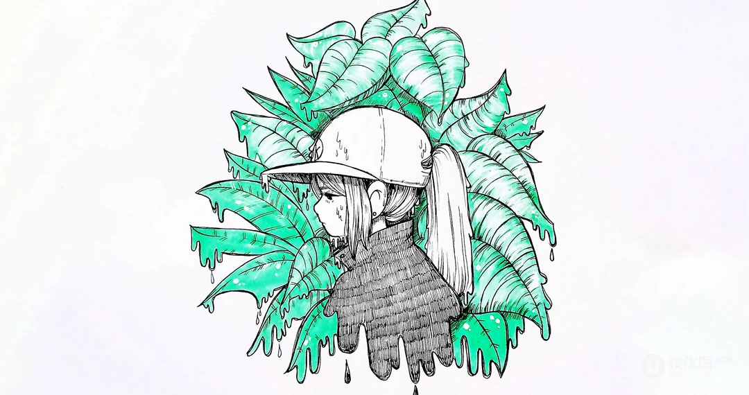 时尚前沿少女头像简约插画壁纸图片