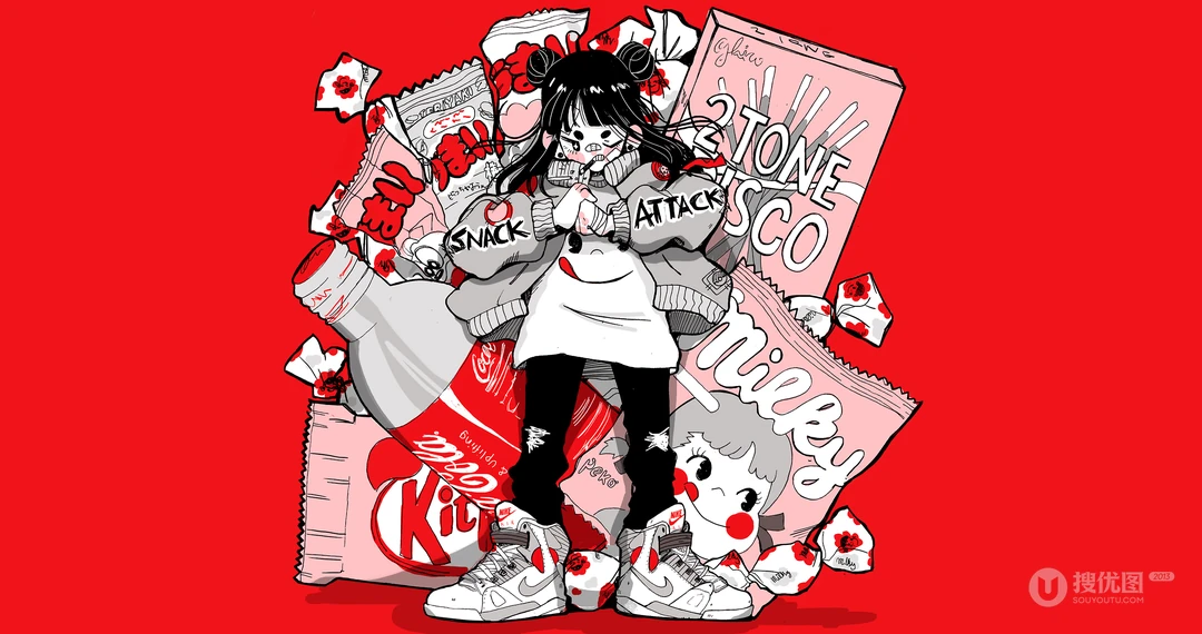 时尚前沿少女头像简约插画壁纸图片