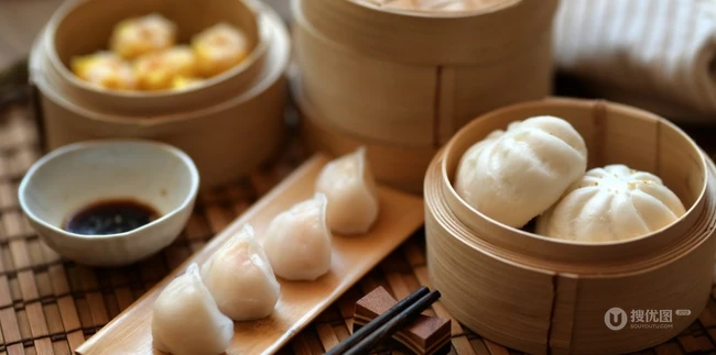 小蒸笼里的美食，广东早点之蒸饺，包子等美食图片 第1张