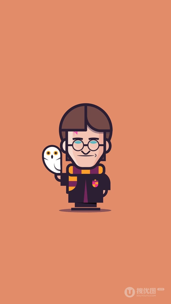简单线条方方正正创意绘制的世界名人卡通形象手机壁纸