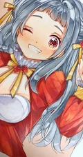 马克笔下可爱的动漫学生少女，纯马克笔手绘动漫少女人物图片作品