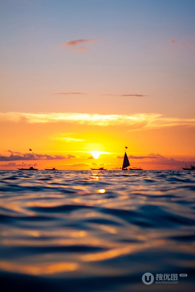 唯美的海滩摄影，夕阳照射的大海海面等风景壁纸合集