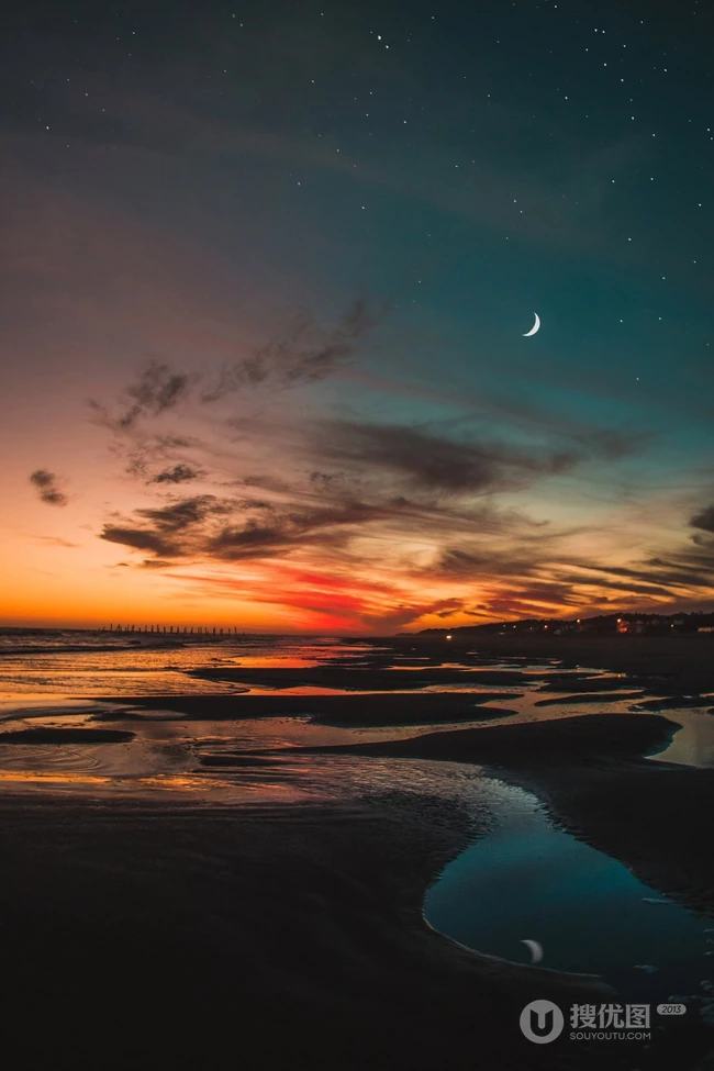 唯美的海滩摄影，夕阳照射的大海海面等风景壁纸合集