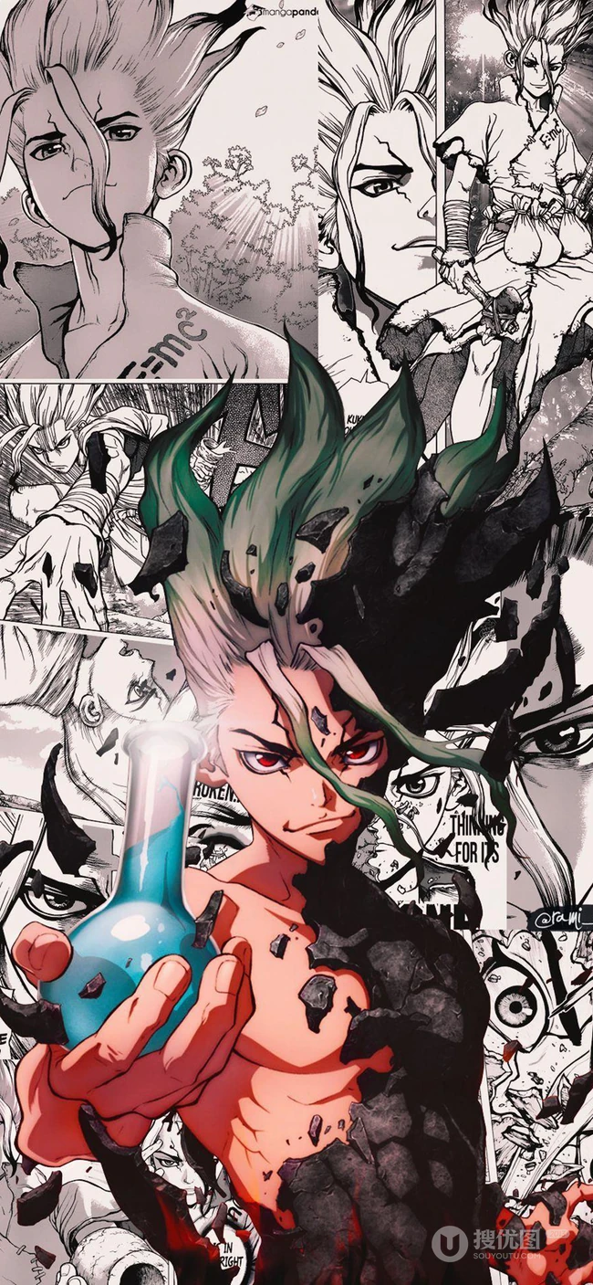 稻垣理一郎原作&ldquo;石纪元（Dr.STONE）&rdquo;主角手机壁纸