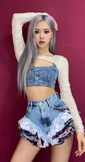 rose朴彩英气质时尚个性牛仔裙装扮写真图片