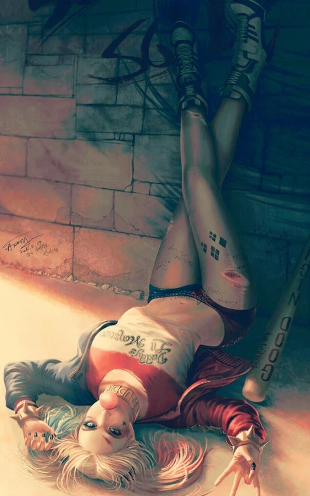 倒立的DC动漫人物&ldquo;女小丑&rdquo;手机壁纸
