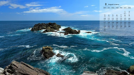 波澜壮阔的海洋，承载着多少人的憧憬？2020年8月海洋日历壁纸图片