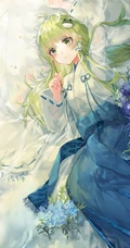 夏日的风铃是不是特别的悦耳？二次元动漫女生和风铃唯美插画图片