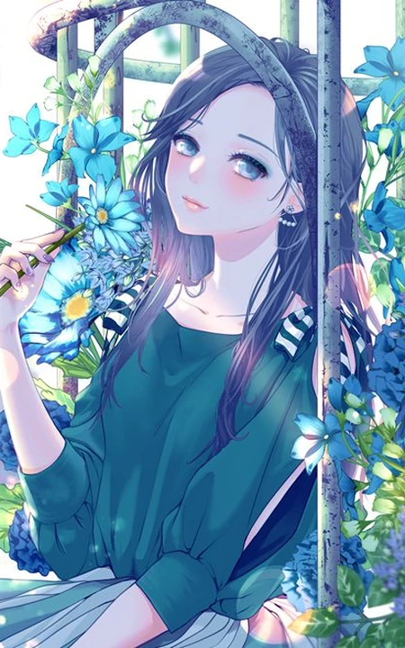 笼中鸟，二次元动漫少女和鸟笼唯美高清插画图片