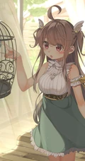笼中鸟，二次元动漫少女和鸟笼唯美高清插画图片