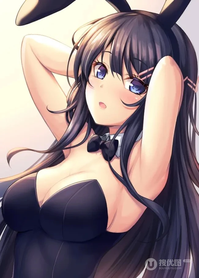 兔耳朵，主题造型，二次元动漫女生紧身死库水，袜装主题造型插画美图